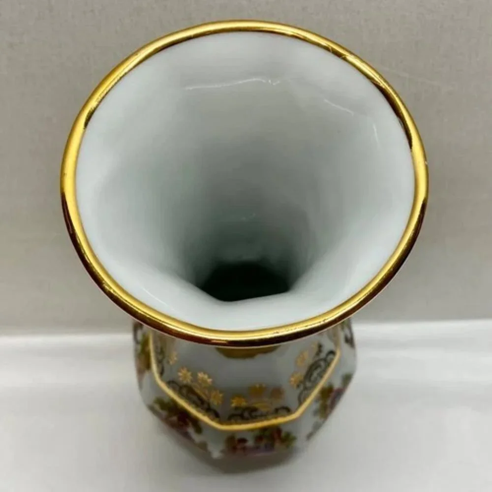 Vintage 22k Gold‎ Vase Gloria Fine Porcelain Bayreuth West Germany 8” Tall EUC